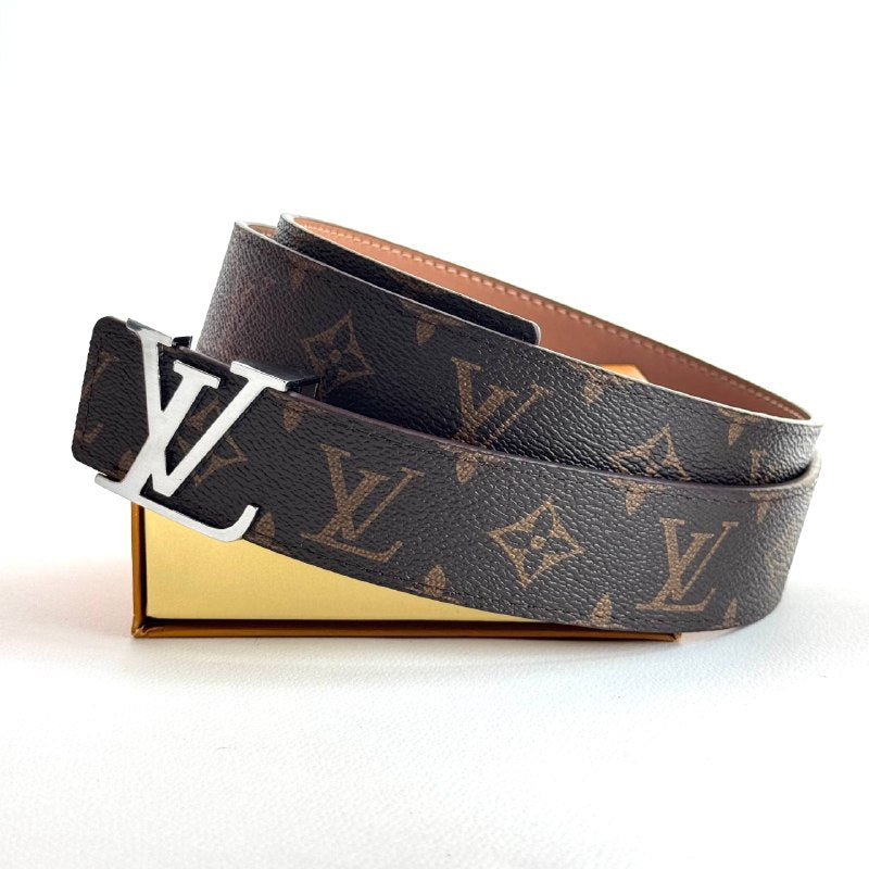 LV Canvas Belt – Silver Brown