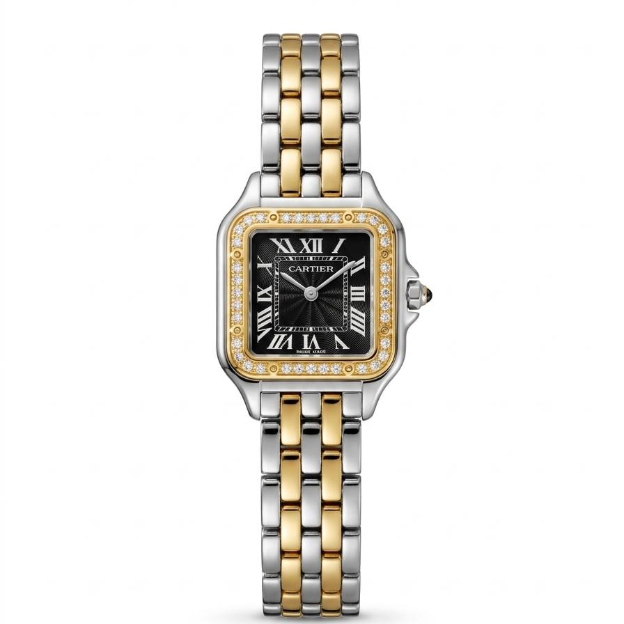 Panthère de Cartier – Silver Diamond Gold Black Dial