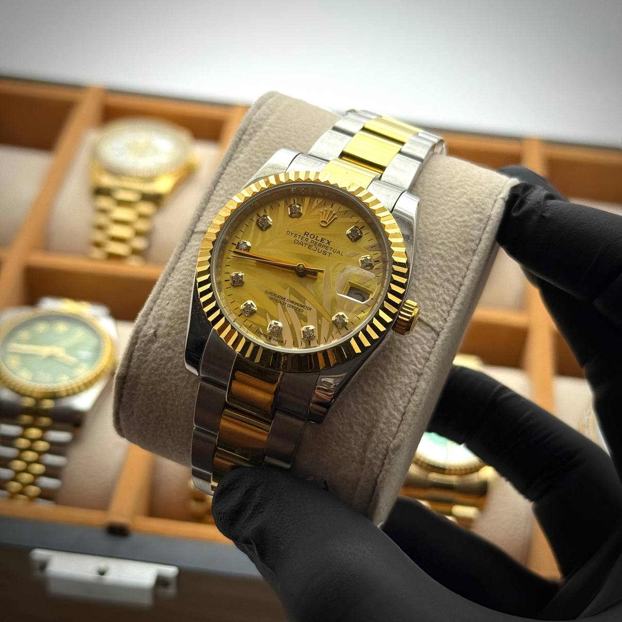 Rolex Datejust Palm Dial – Diamond Markers Two-Tone (Women)