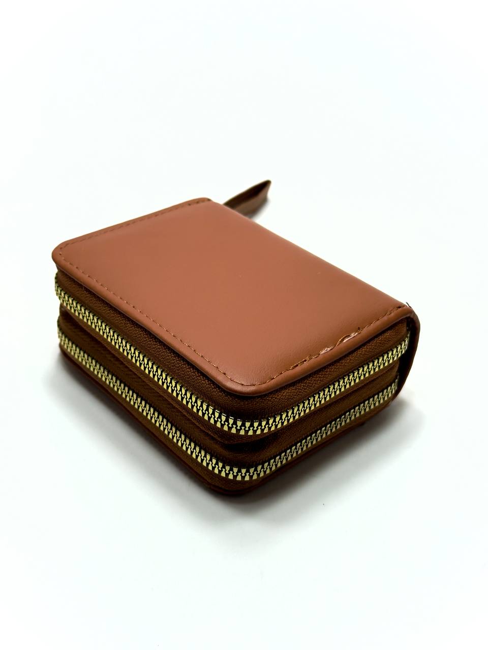 Double Zip Mini Wallet - Brown