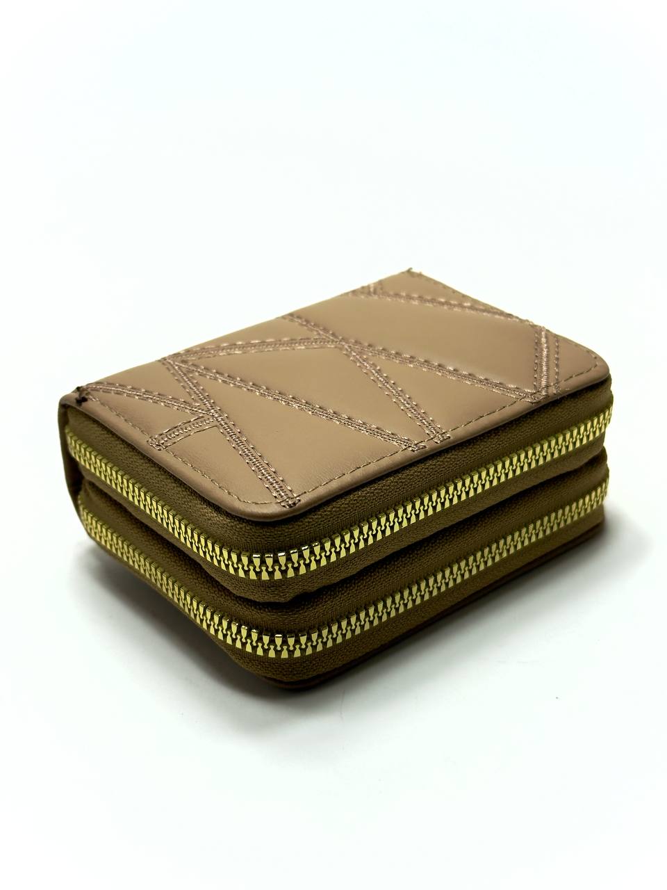Double Zip Mini Wallet - Beige