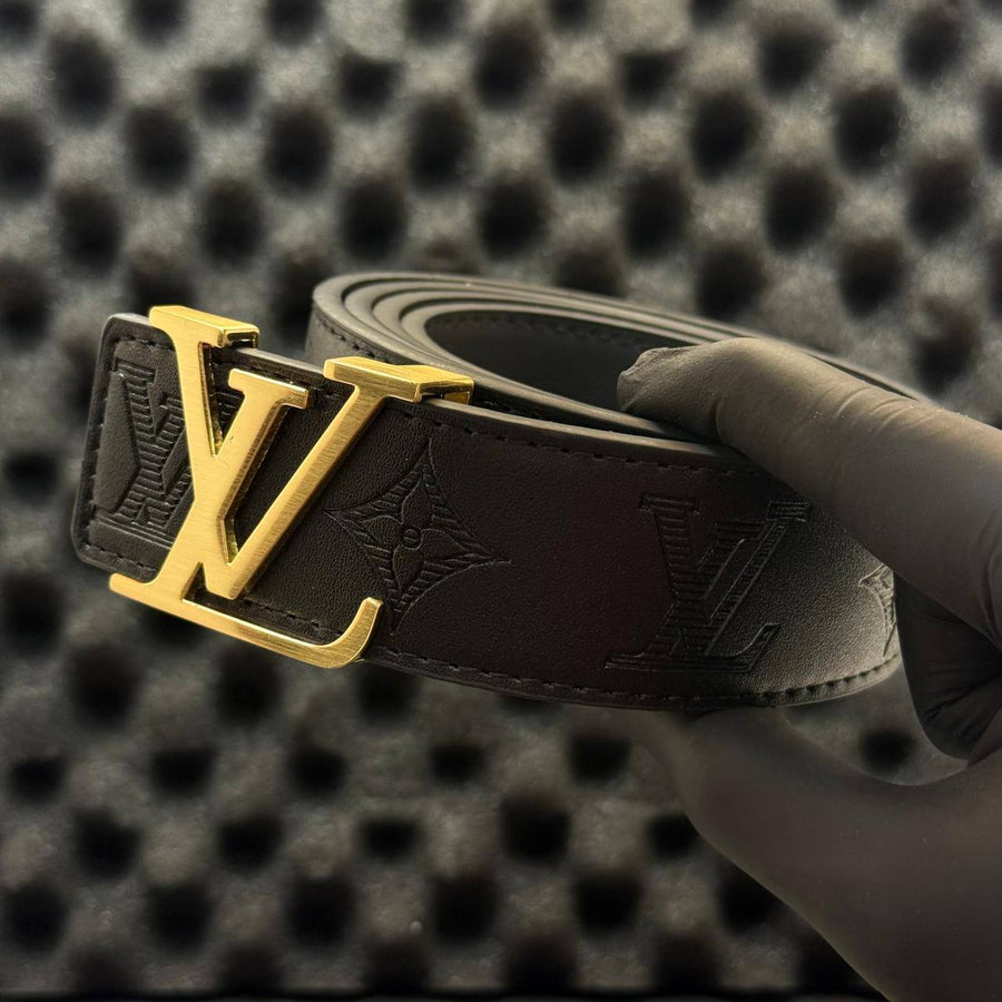 LV Canvas Belt - Gold Black
