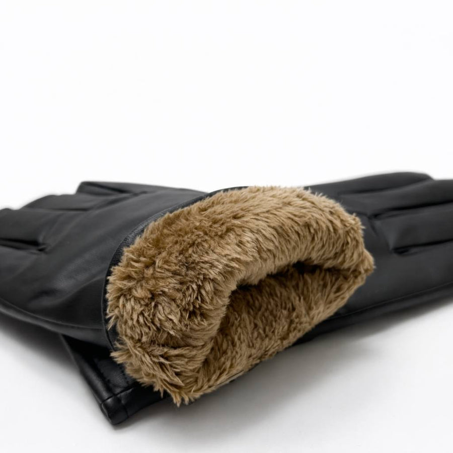 Classic Leather Winter Gloves – Black (Unisex)