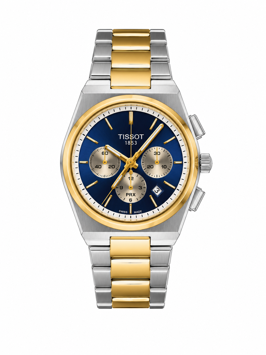 Tissot PRX Chronograph – Blue Gold Silver