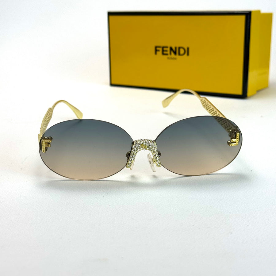 Fendi Crystal Oval V3 – Gold Blue Gradient