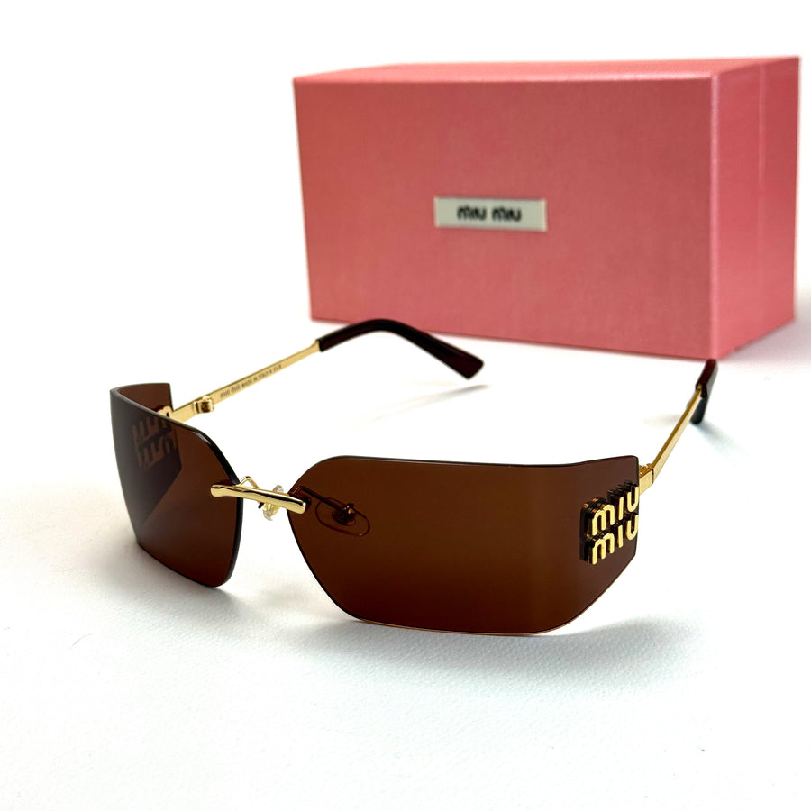 Miu Miu SMU Visor – Gold Brown