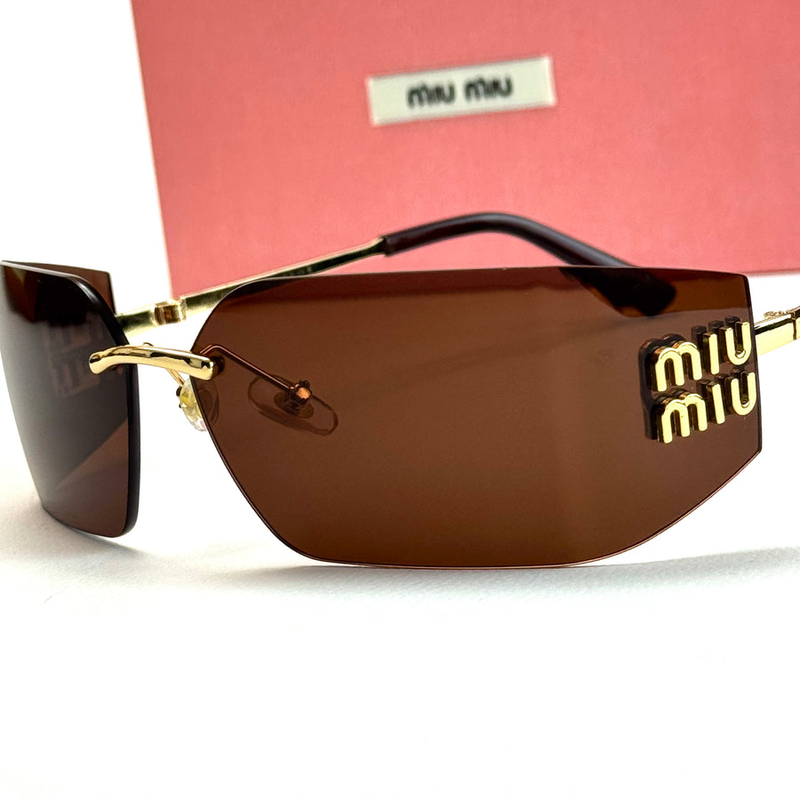 Miu Miu SMU Visor – Gold Brown