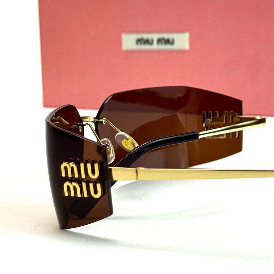 Miu Miu SMU Visor – Gold Brown