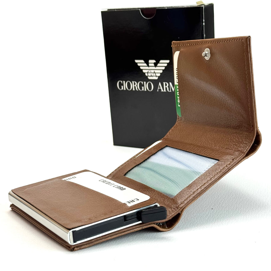 Armani Leather Vertical Wallet – Brown