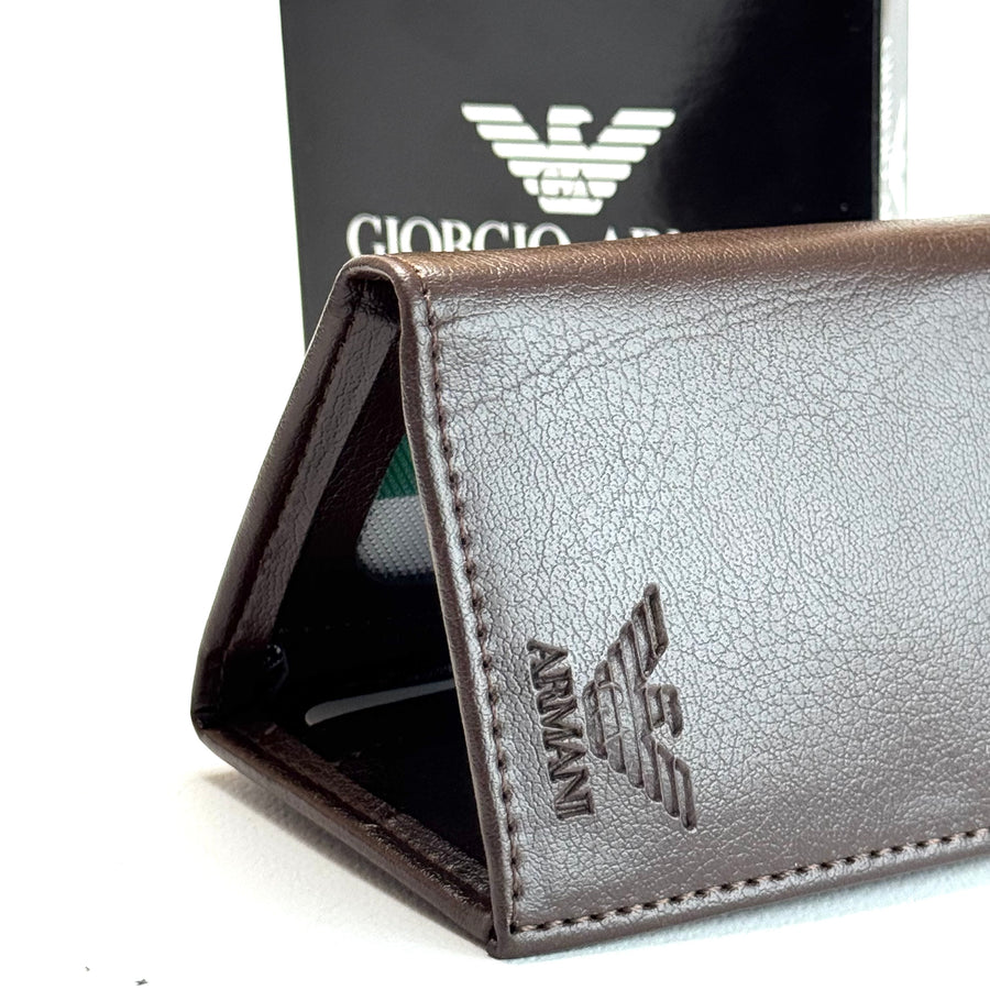 Armani Core Fold Wallet – Dark Brown