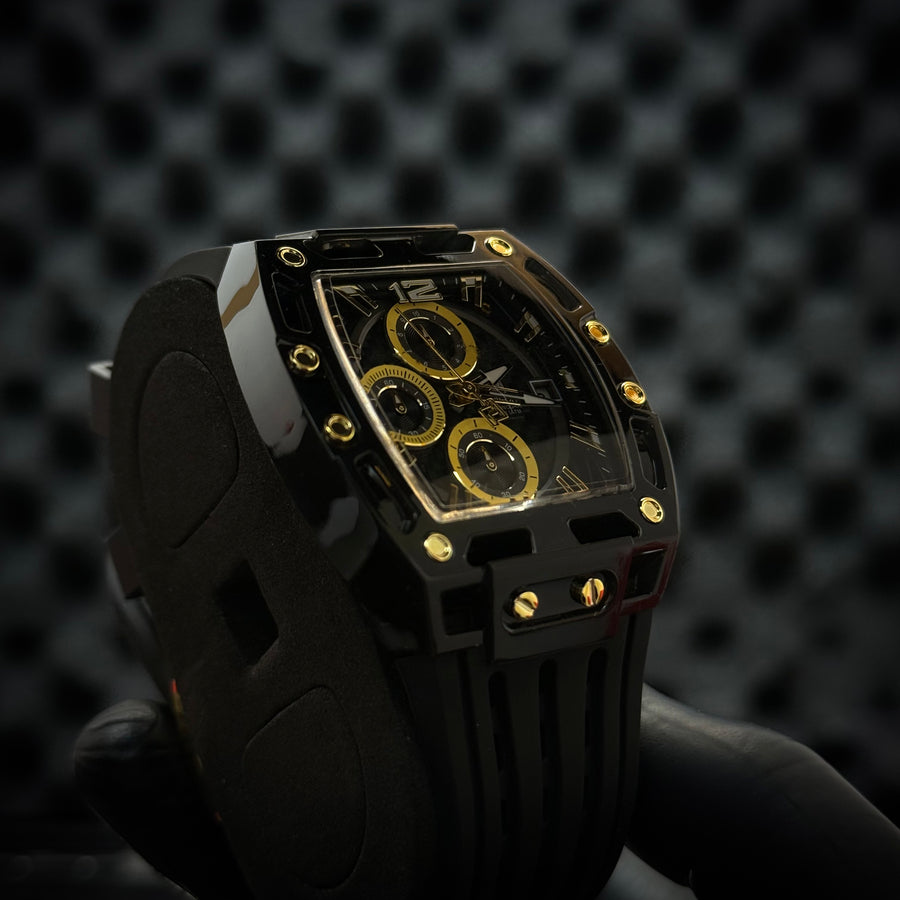 Naviforce Skeleton Chronograph Watch – Black Gold