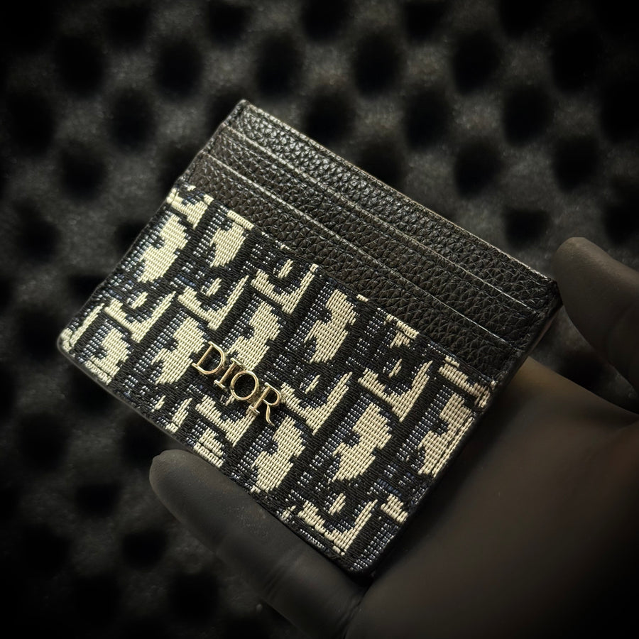 DIOR Oblique Card Holder - White Black