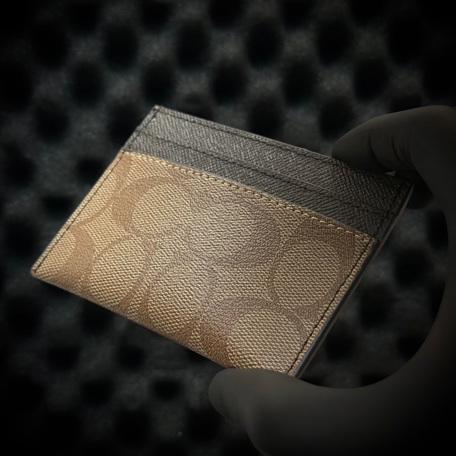 Coach Signature Card Holder - Brown Black