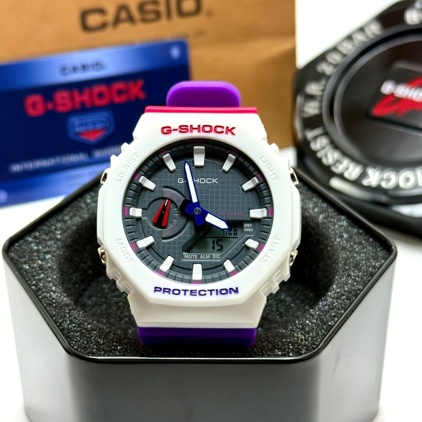Casio G-SHOCK Multicolor Sport Watch – White/ Purple Pink