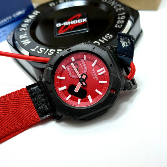 Casio PRO TREK Strap Watch – Black Red