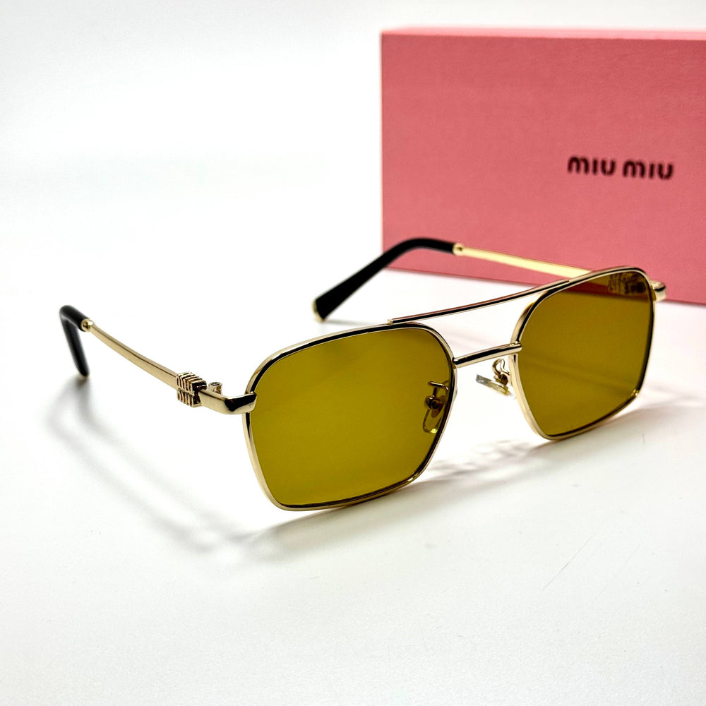 Miu Miu Rectangular SMU 54Y – Gold Yellow