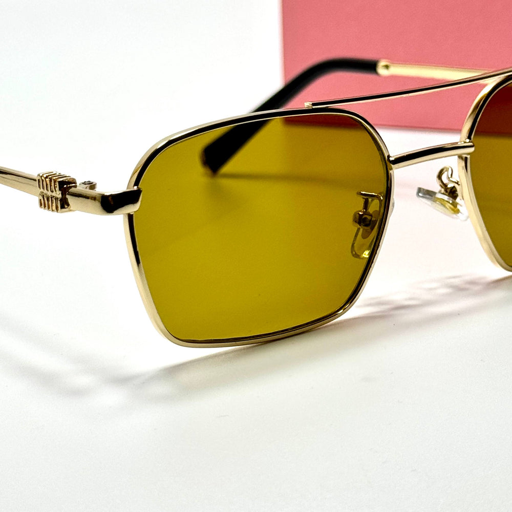 Miu Miu Rectangular SMU 54Y – Gold Yellow