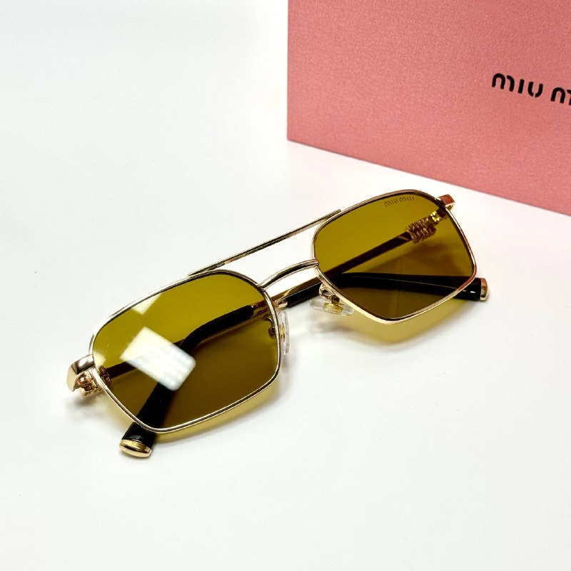 Miu Miu Rectangular SMU 54Y – Gold Yellow