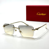 Cartier Rimless CT0431S – Gold Grey Gradient