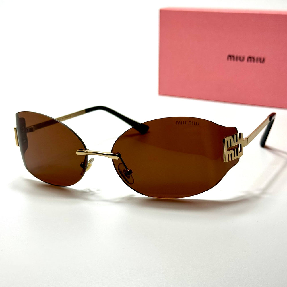 Miu Miu Logo Rimless MU 54YS – Gold Brown