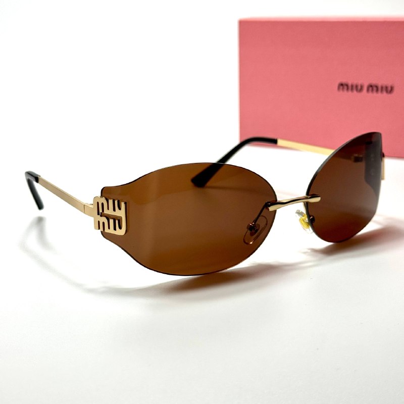 Miu Miu Logo Rimless MU 54YS – Gold Brown