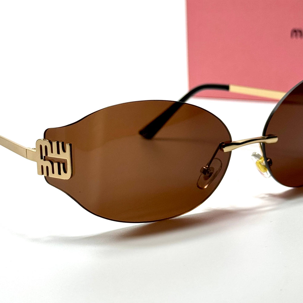 Miu Miu Logo Rimless MU 54YS – Gold Brown