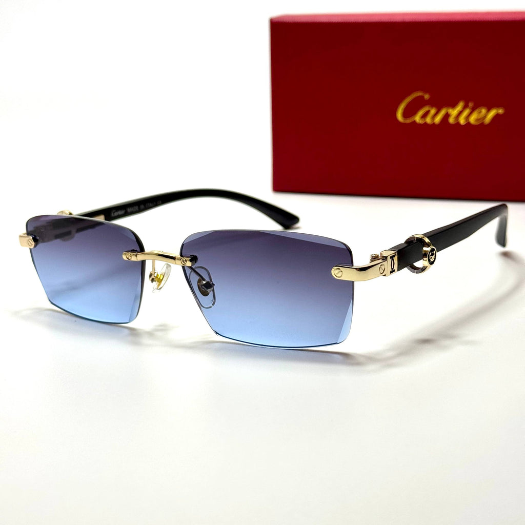 Cartier Rimless CT0432S – Gold Blue Gradient