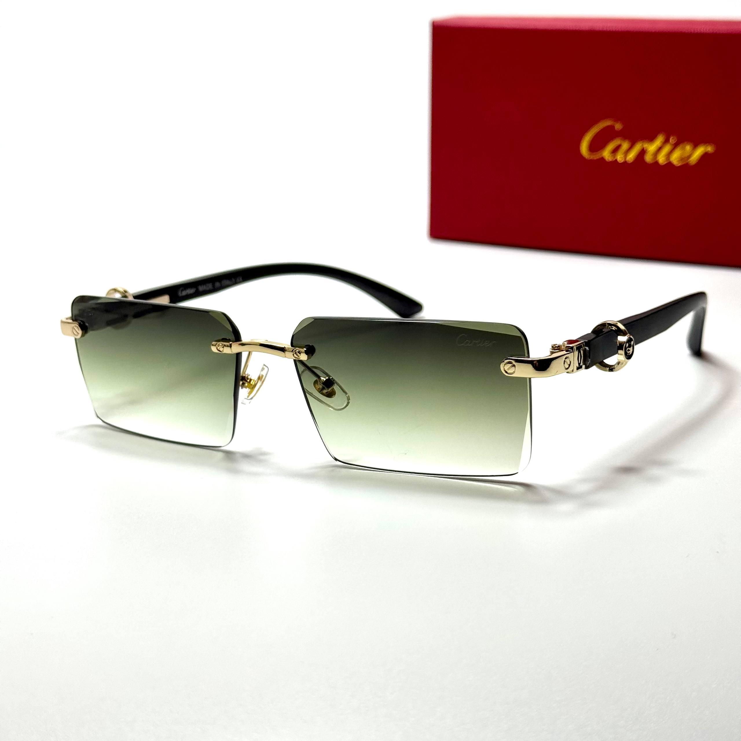 Cartier Rimless Rectangular CT0446S – Gold Green Gradient
