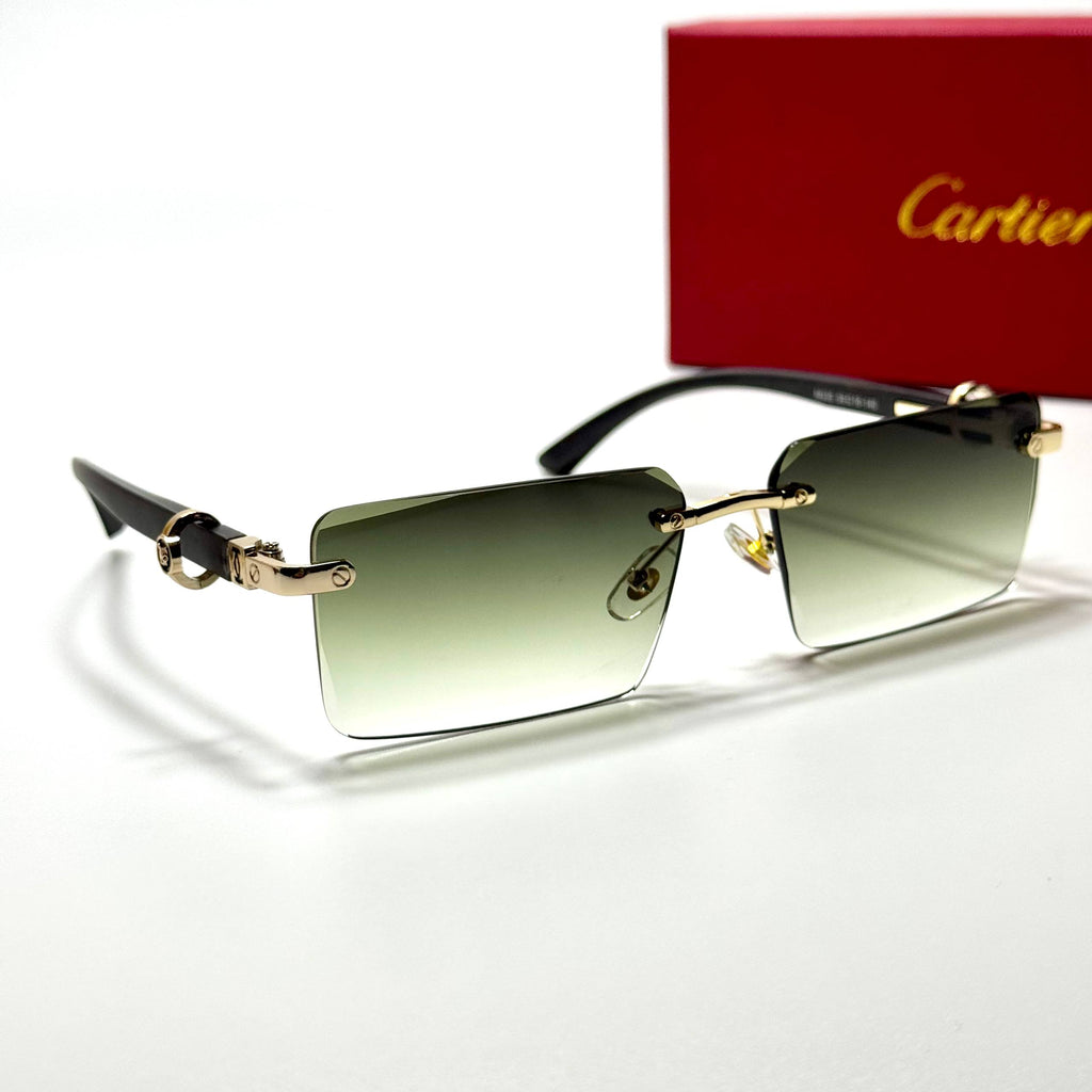Cartier Rimless Rectangular CT0446S – Gold Green Gradient