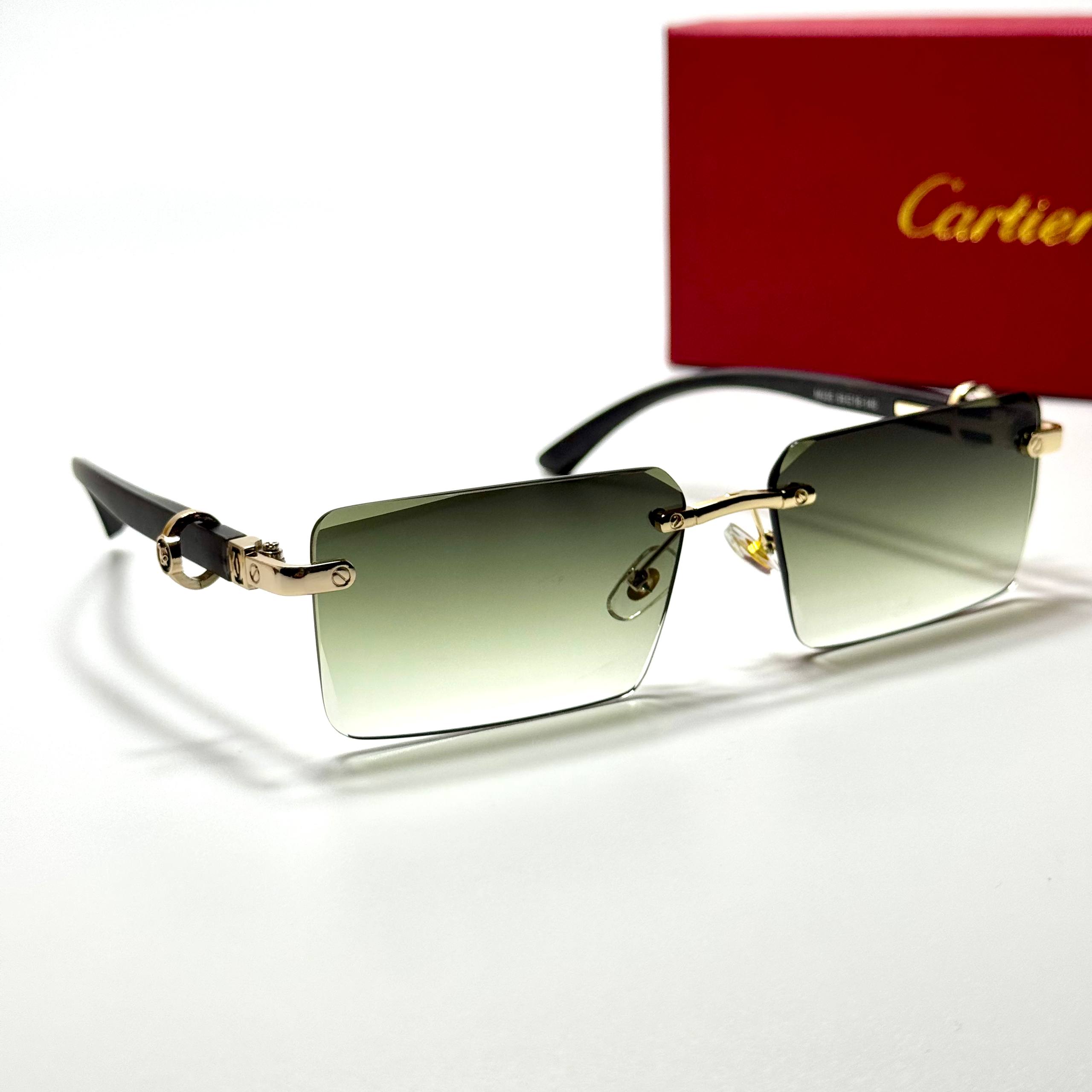 Cartier Rimless Rectangular CT0446S – Gold Green Gradient