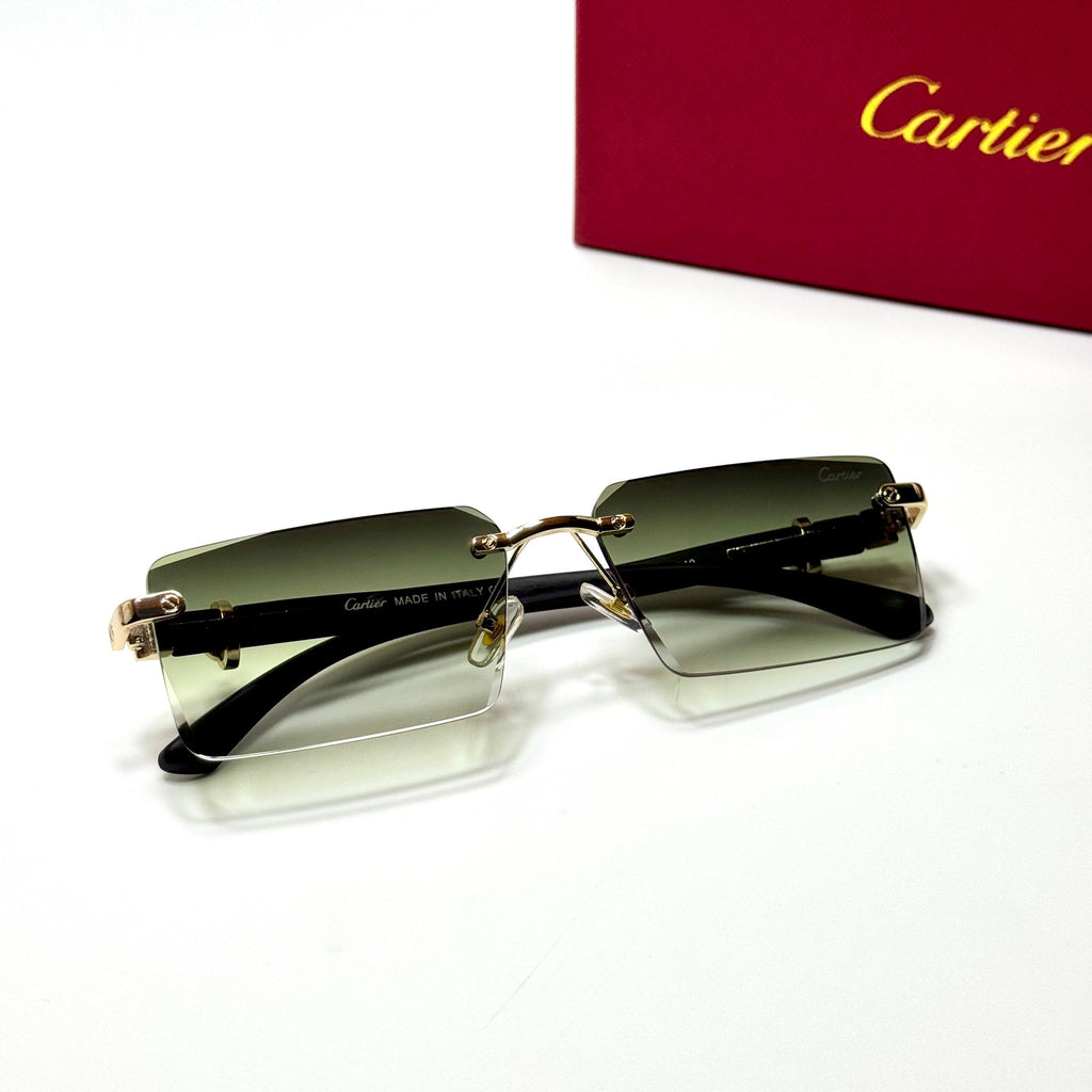 Cartier Rimless Rectangular CT0446S – Gold Green Gradient