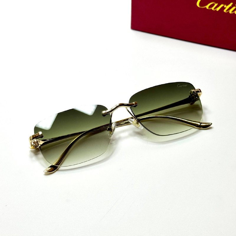 Cartier Rimless Square CT0386S – Gold Green Gradient
