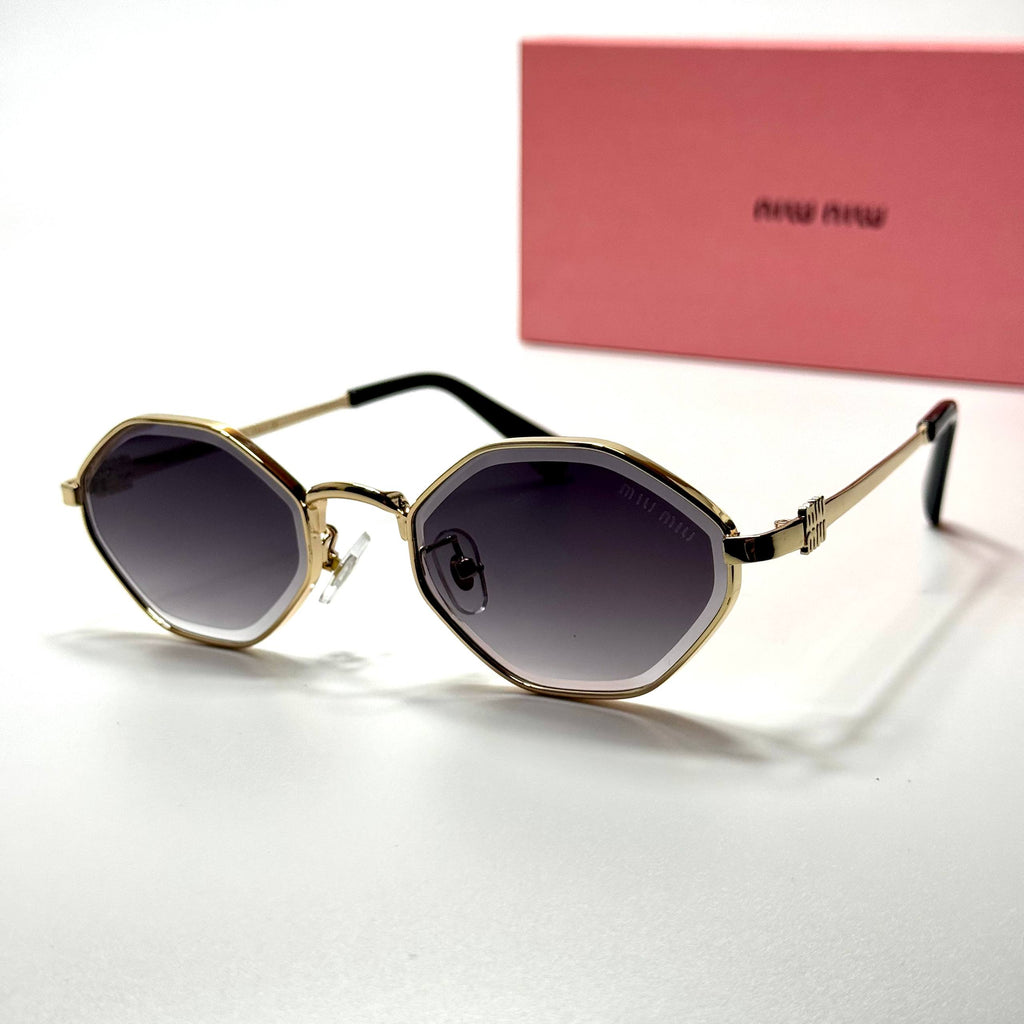 Miu Miu Oval Geometric SMU56Y – Gold Grey Gradient