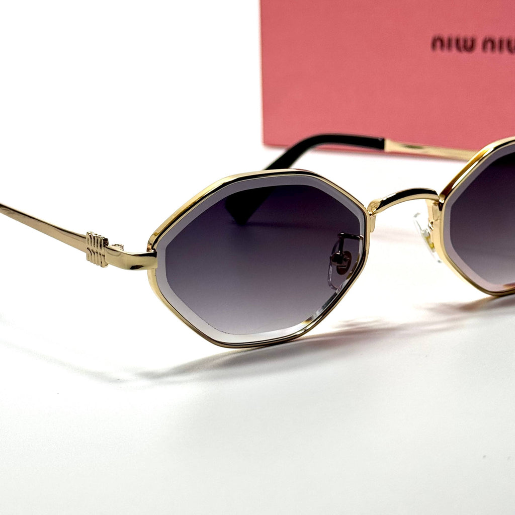 Miu Miu Oval Geometric SMU56Y – Gold Grey Gradient