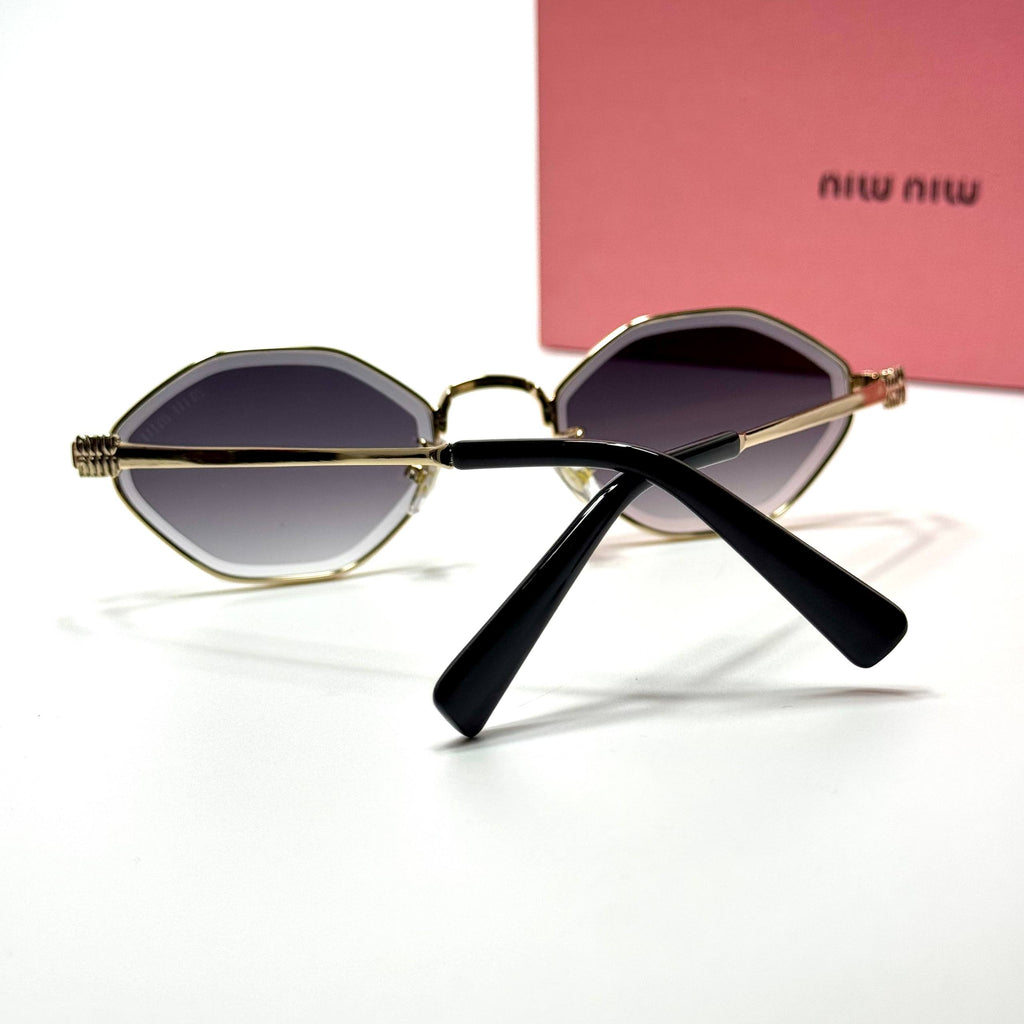 Miu Miu Oval Geometric SMU56Y – Gold Grey Gradient