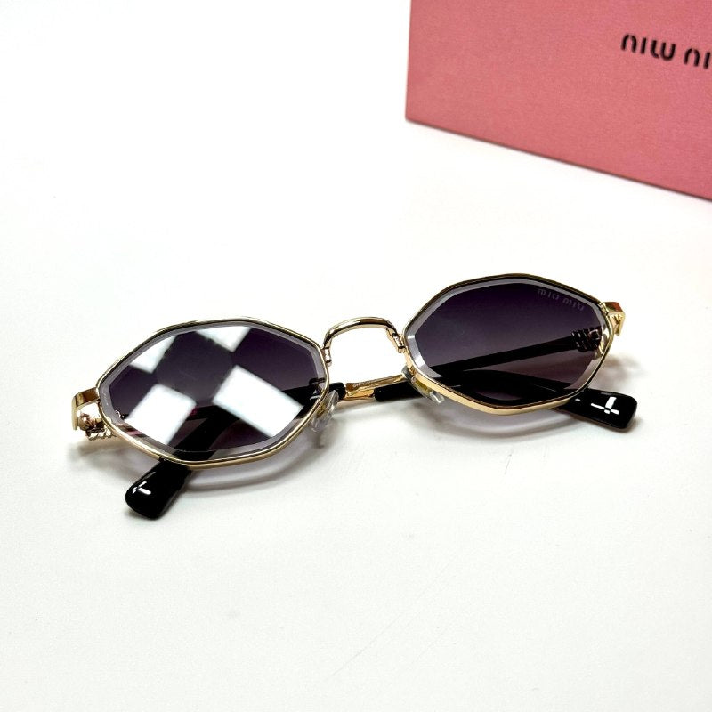 Miu Miu Oval Geometric SMU56Y – Gold Grey Gradient