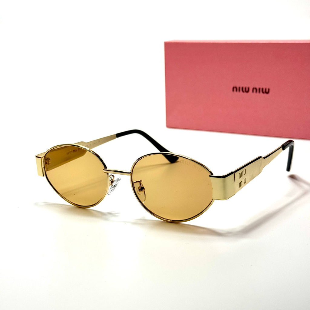 Miu Miu Round SMU50Y – Gold Amber