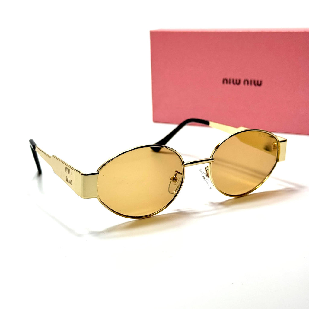 Miu Miu Round SMU50Y – Gold Amber