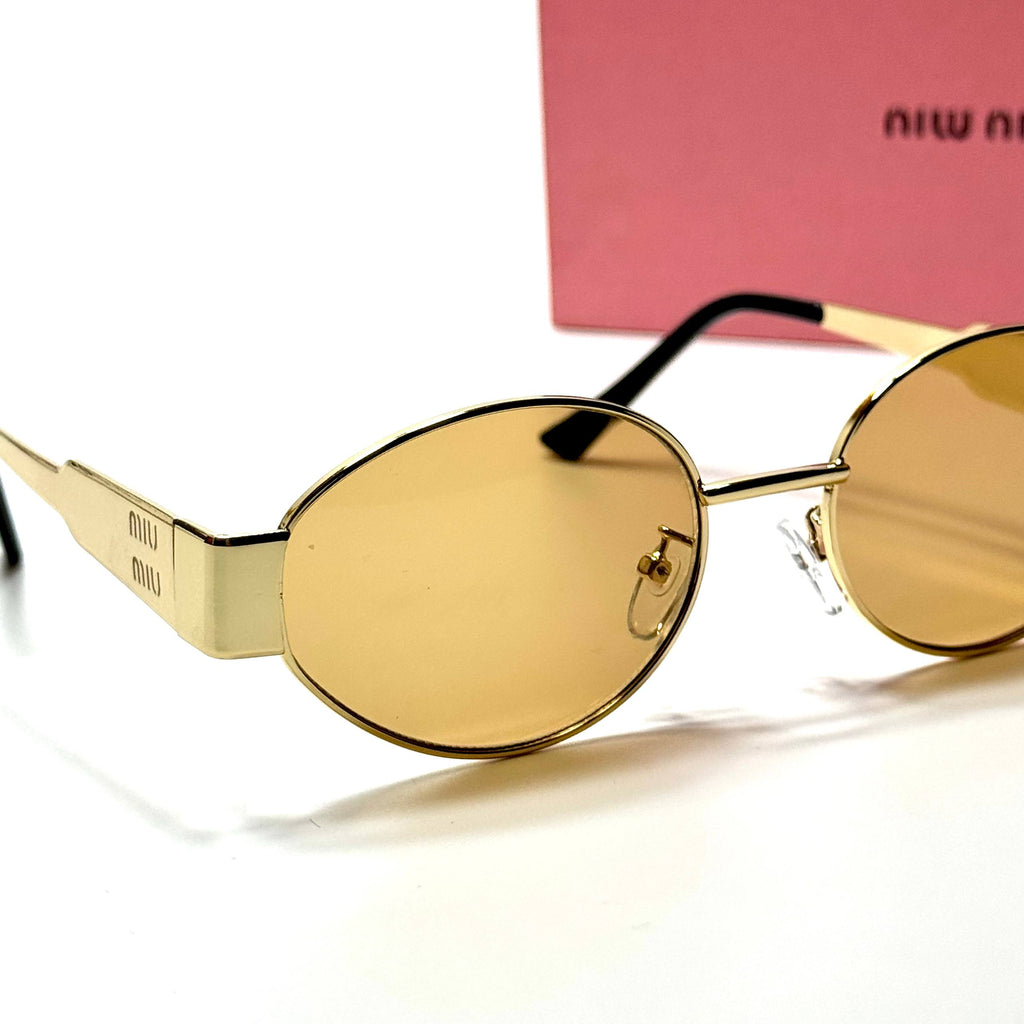 Miu Miu Round SMU50Y – Gold Amber