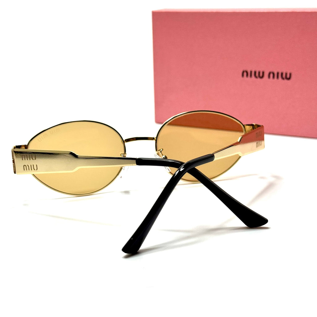 Miu Miu Round SMU50Y – Gold Amber