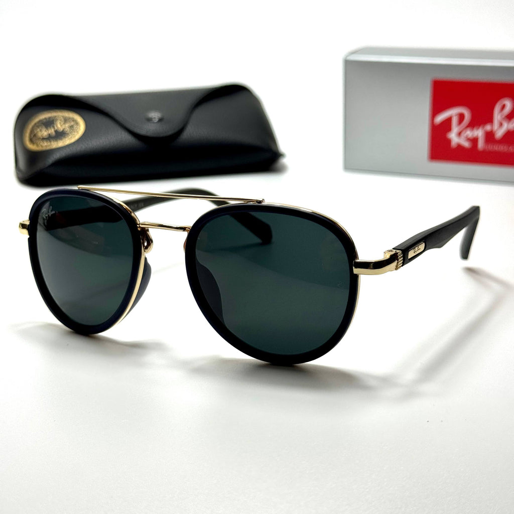 Ray-Ban Round Aviator RB3857 – Black Gold Green