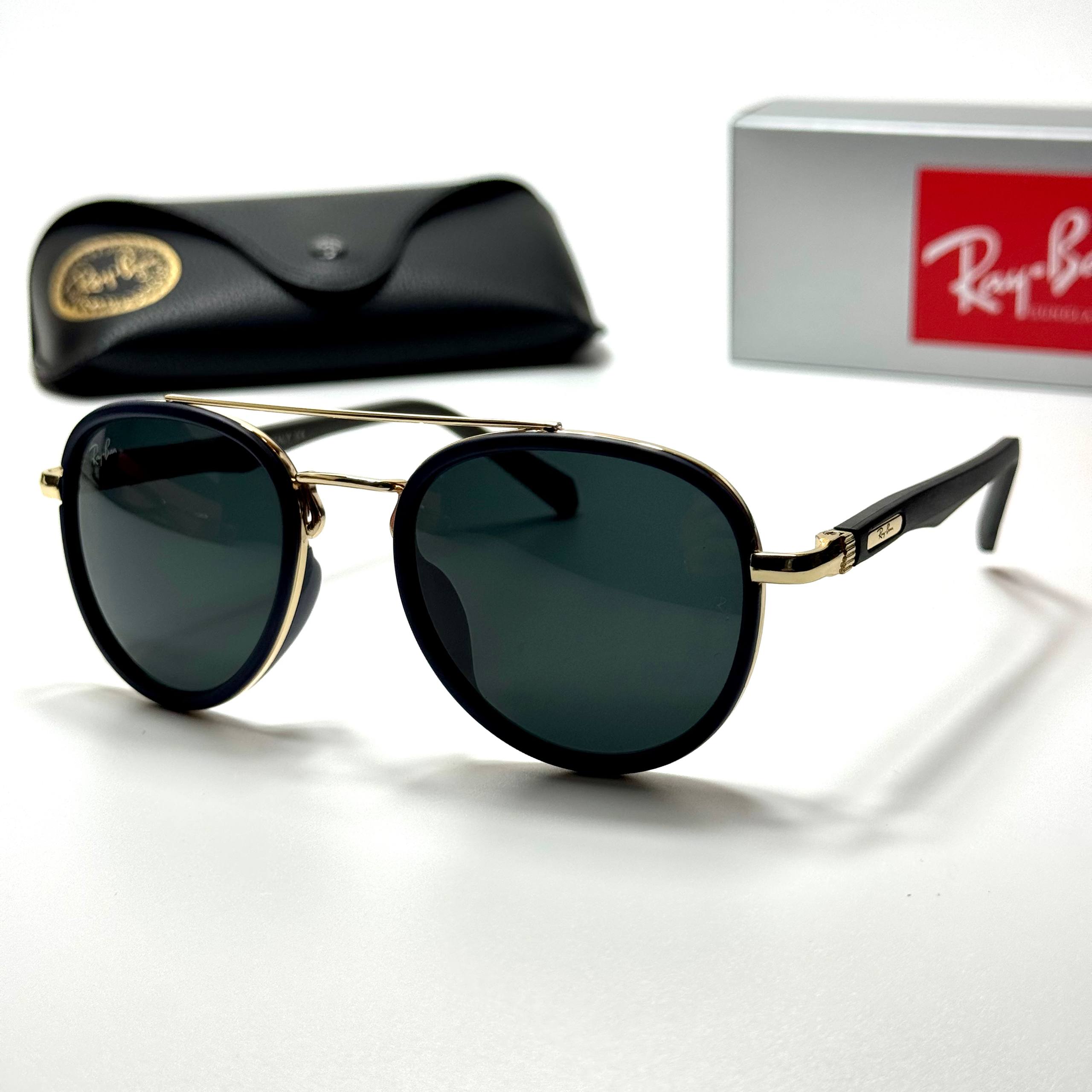 Ray-Ban Round Aviator RB3857 – Black Gold Green