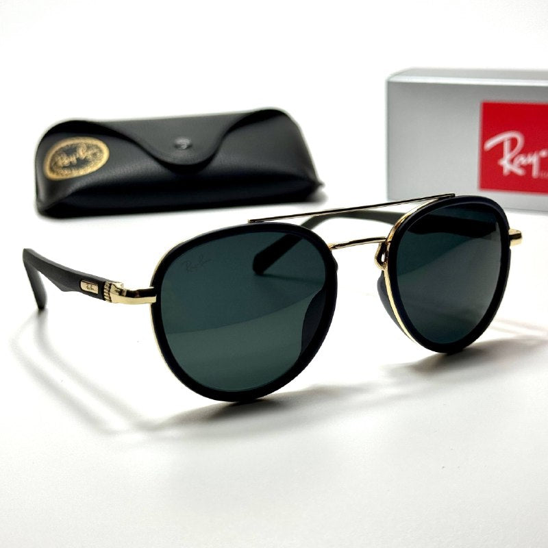 Ray-Ban Round Aviator RB3857 – Black Gold Green
