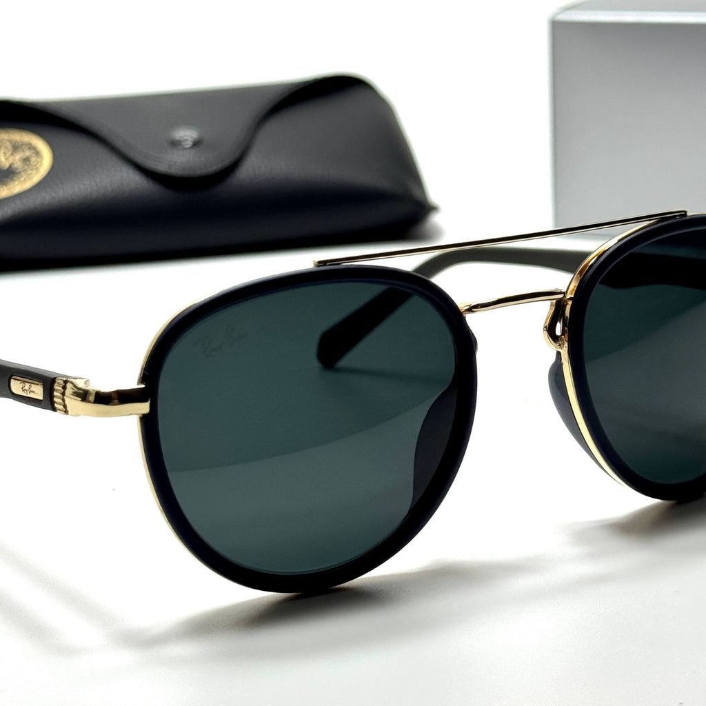Ray-Ban Round Aviator RB3857 – Black Gold Green