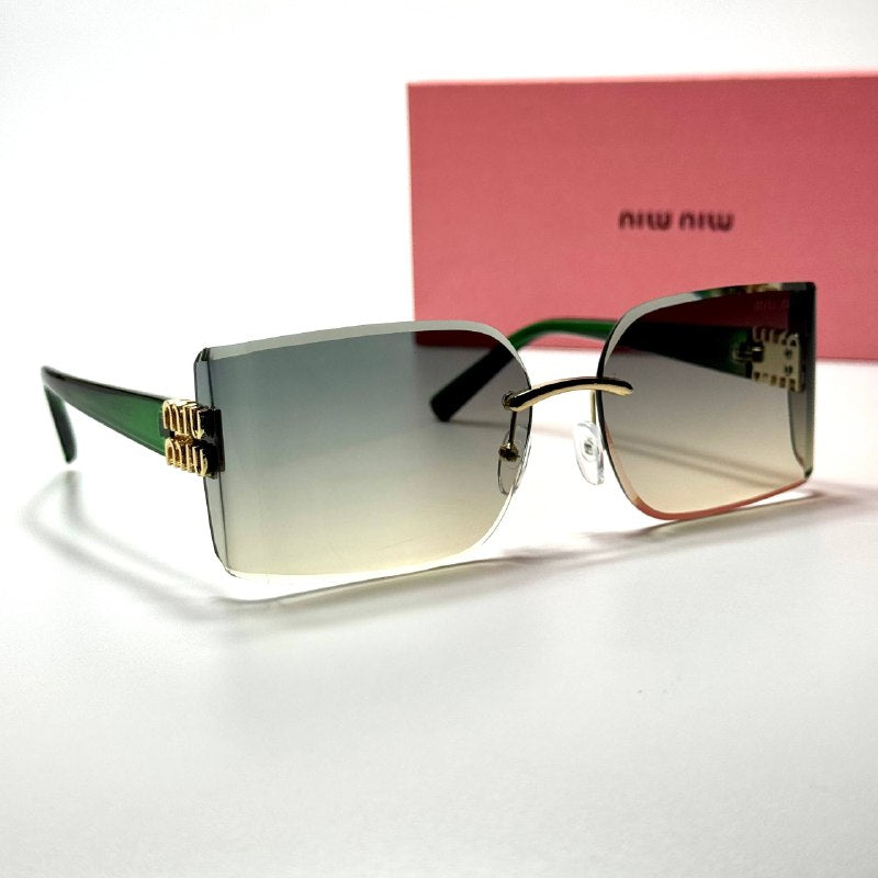Miu Miu Rimless Rectangular MU09YS – Green Gradient