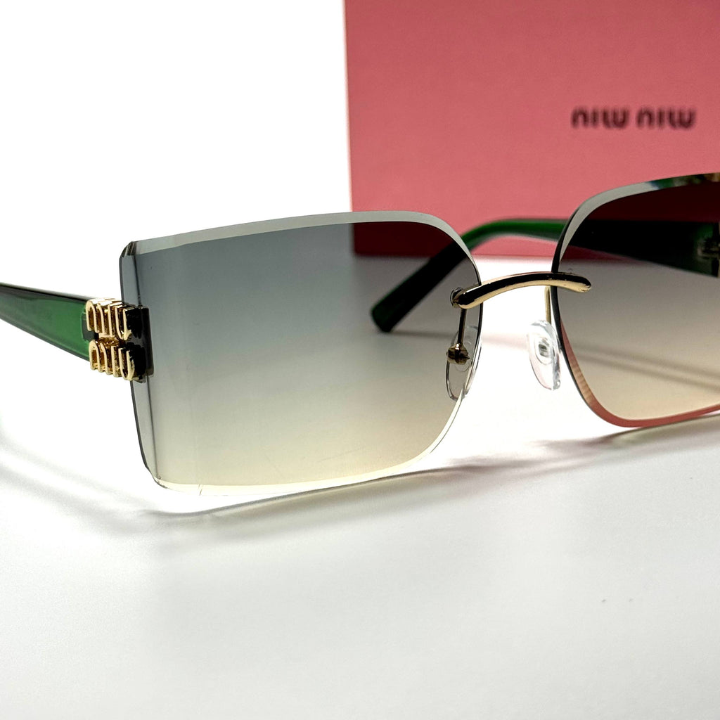 Miu Miu Rimless Rectangular MU09YS – Green Gradient
