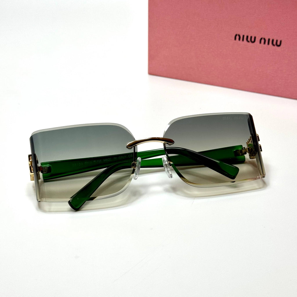 Miu Miu Rimless Rectangular MU09YS – Green Gradient
