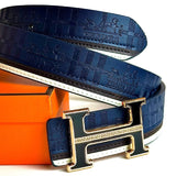 Hermès H Constance Belt – Navy Gold
