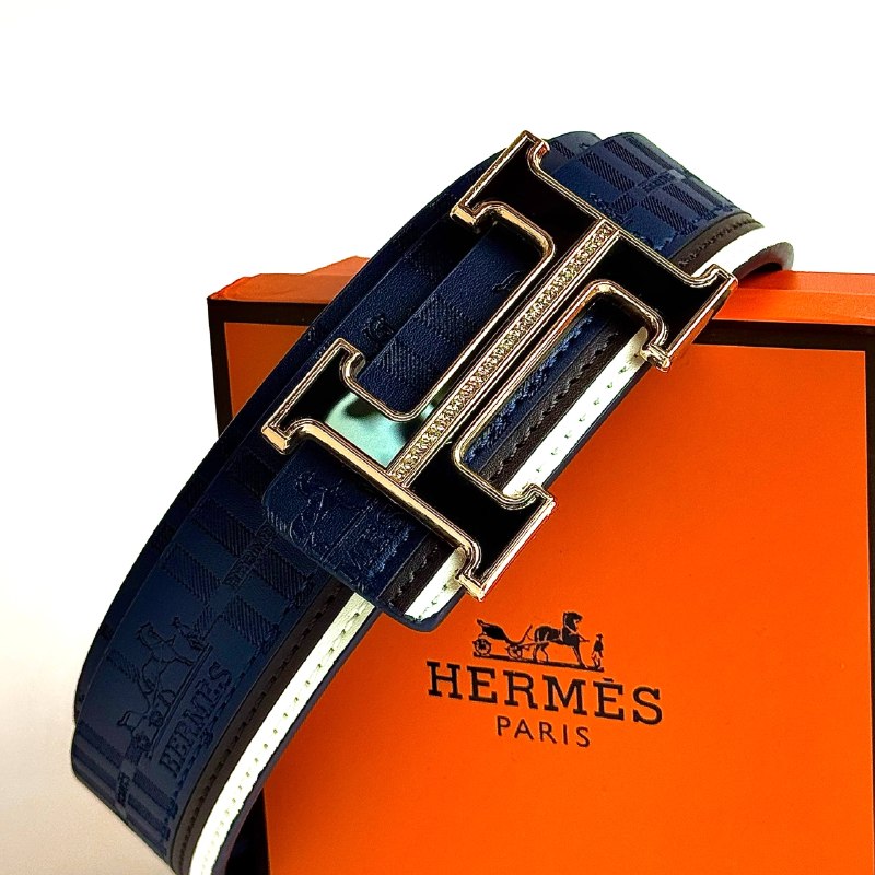 Hermès H Constance Belt – Navy Gold