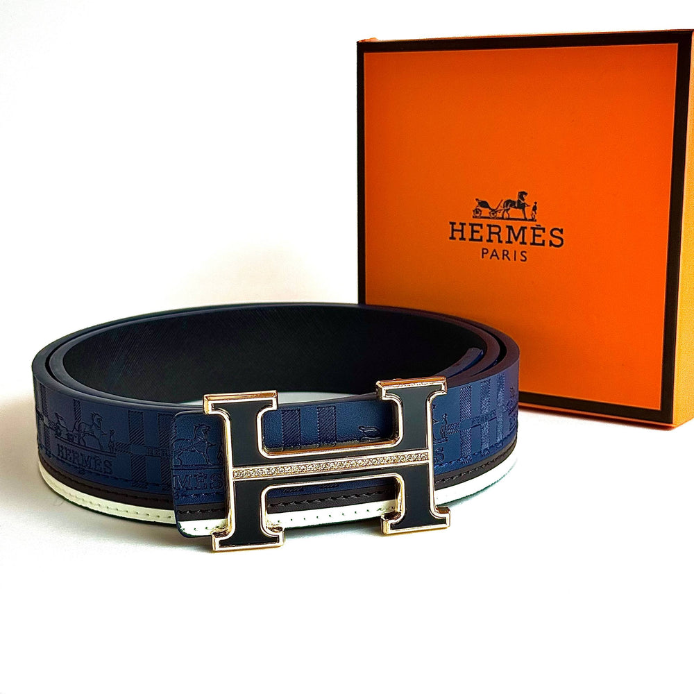 Hermès H Constance Belt – Navy Gold